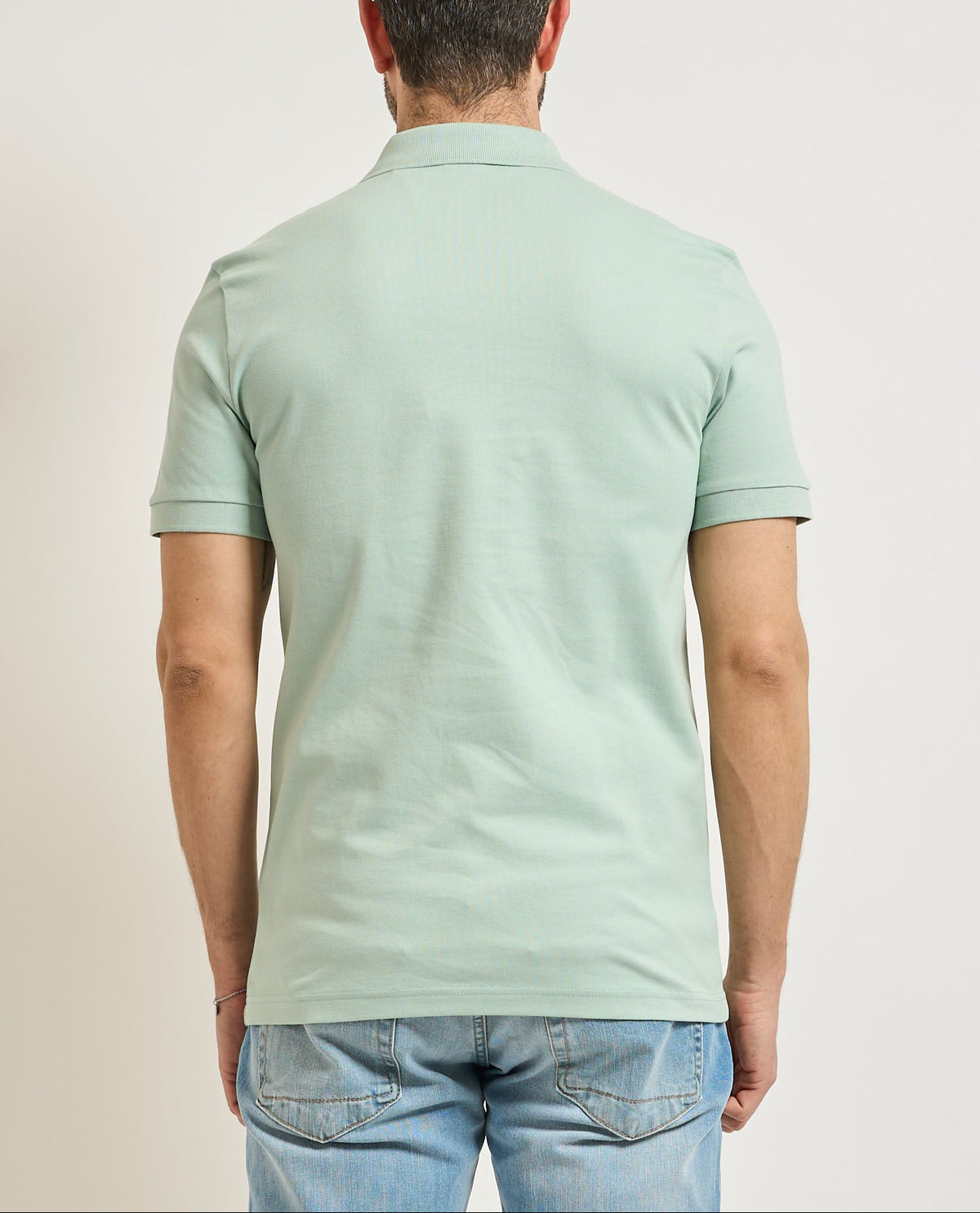 Polo slim-fit em algodão elástico com emblema com logótipo
