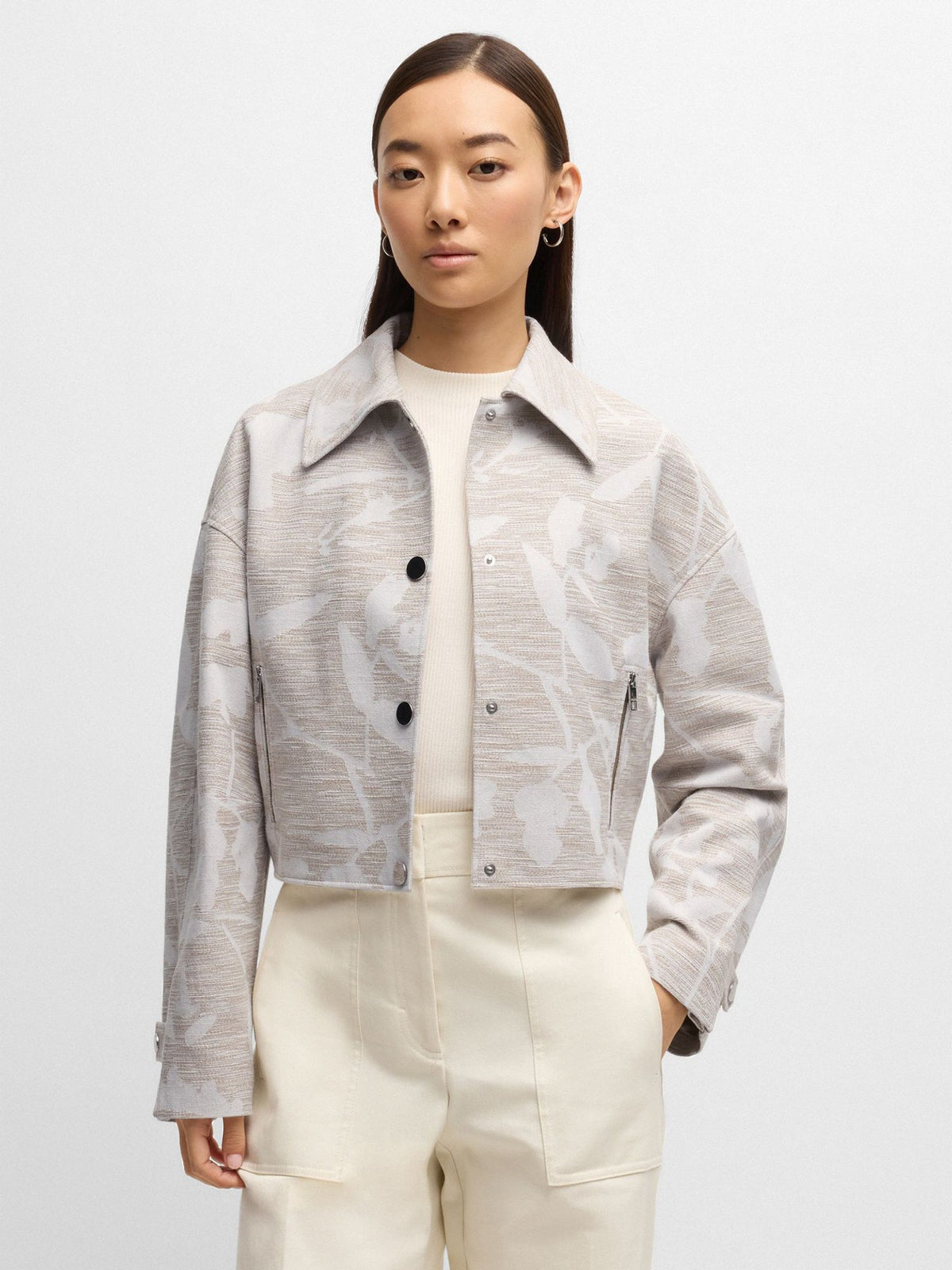 Blazer de corte relaxado com estrutura floral