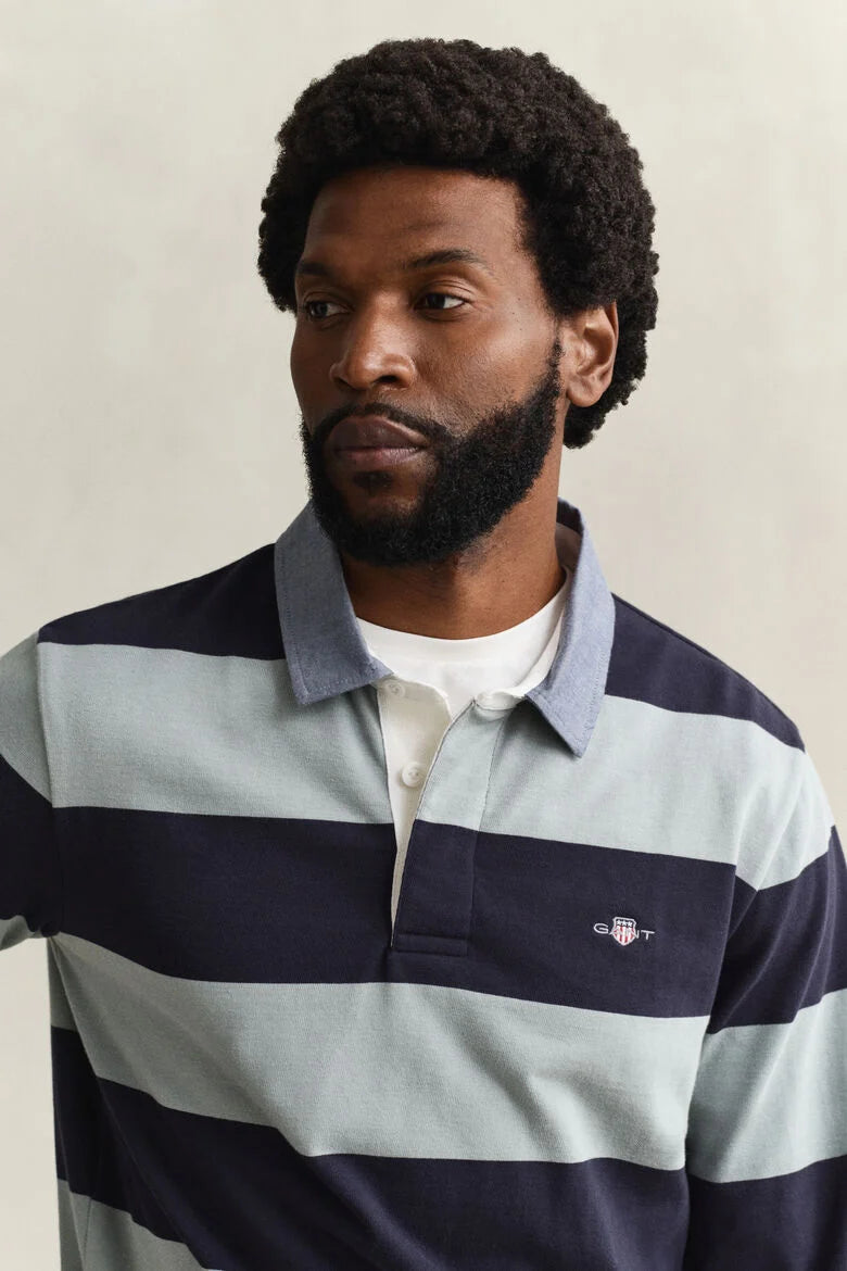 Heavy Rugger às riscas com colarinho em chambray