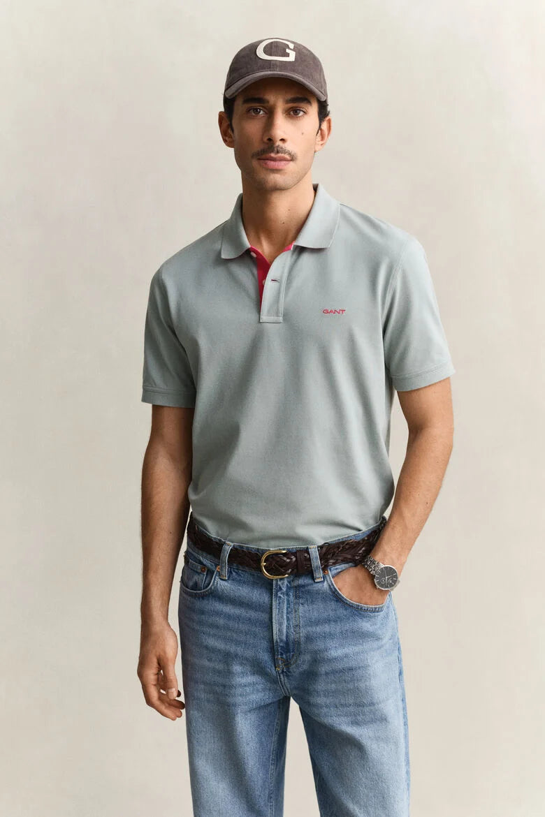 Polo em algodão piqué contrastante