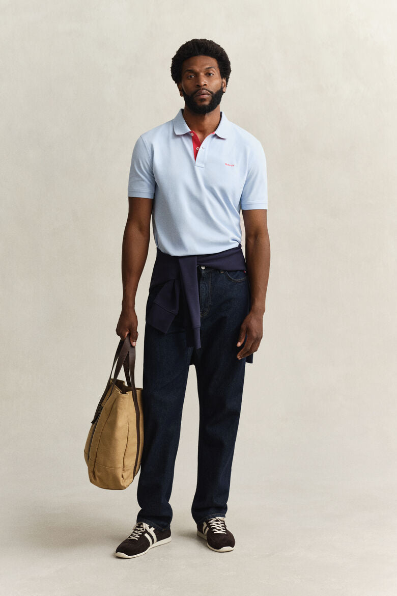 Polo em algodão piqué contrastante