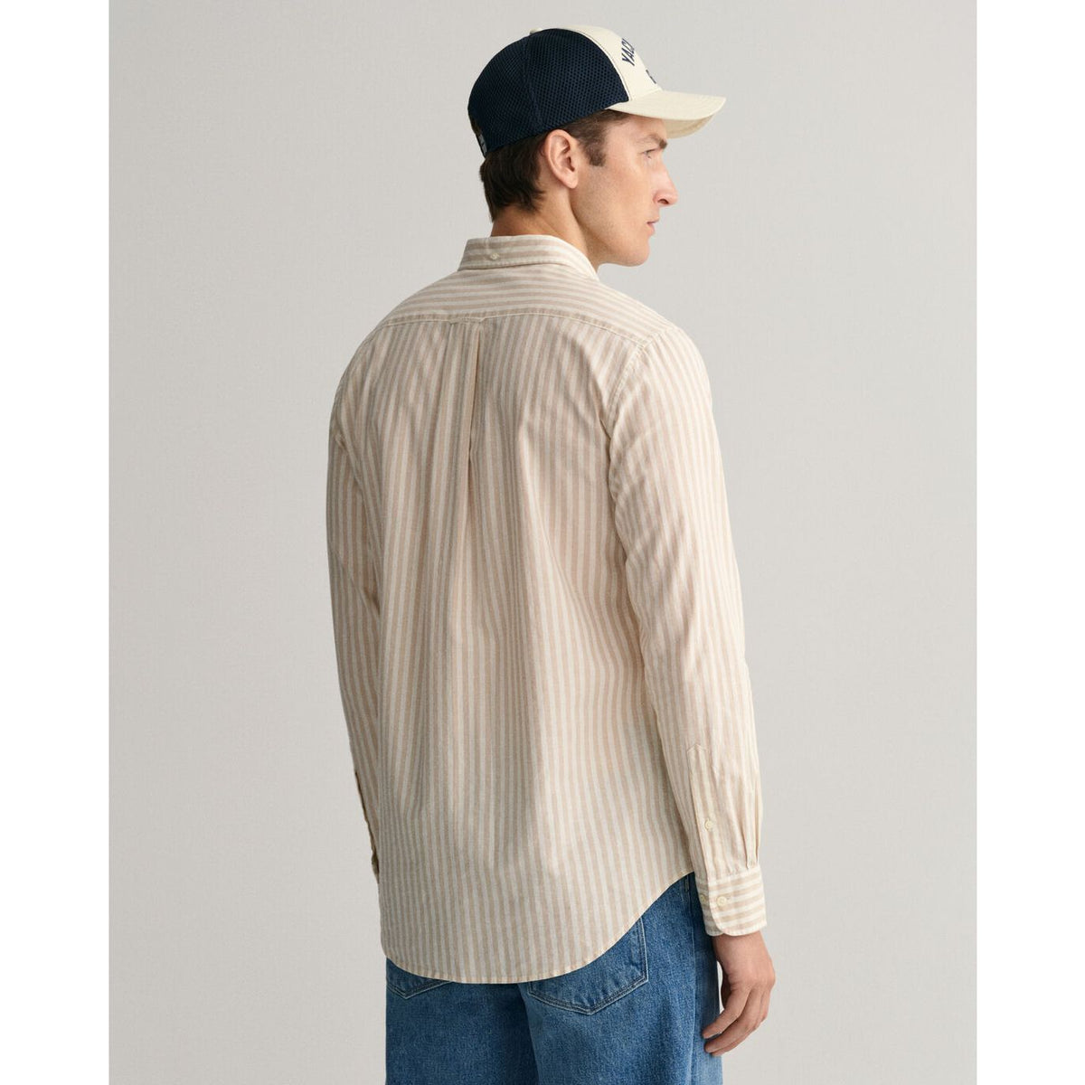 Camisa em linho e algodão às riscas corte normal - GANT