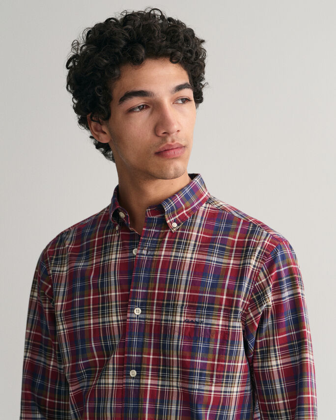 Camisa em popelina com padrão axadrezado médio regular fit - GANT