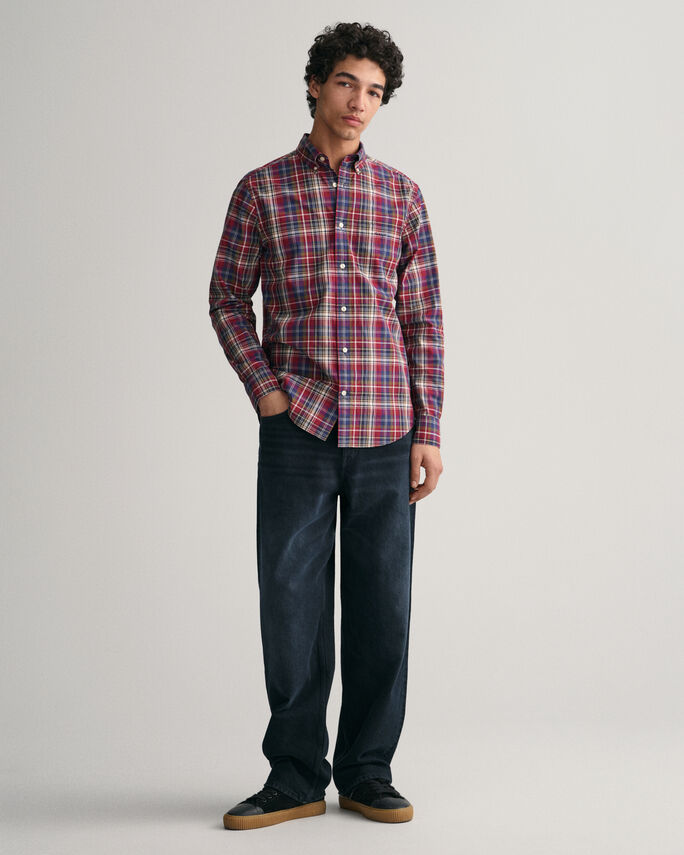 Camisa em popelina com padrão axadrezado médio regular fit - GANT