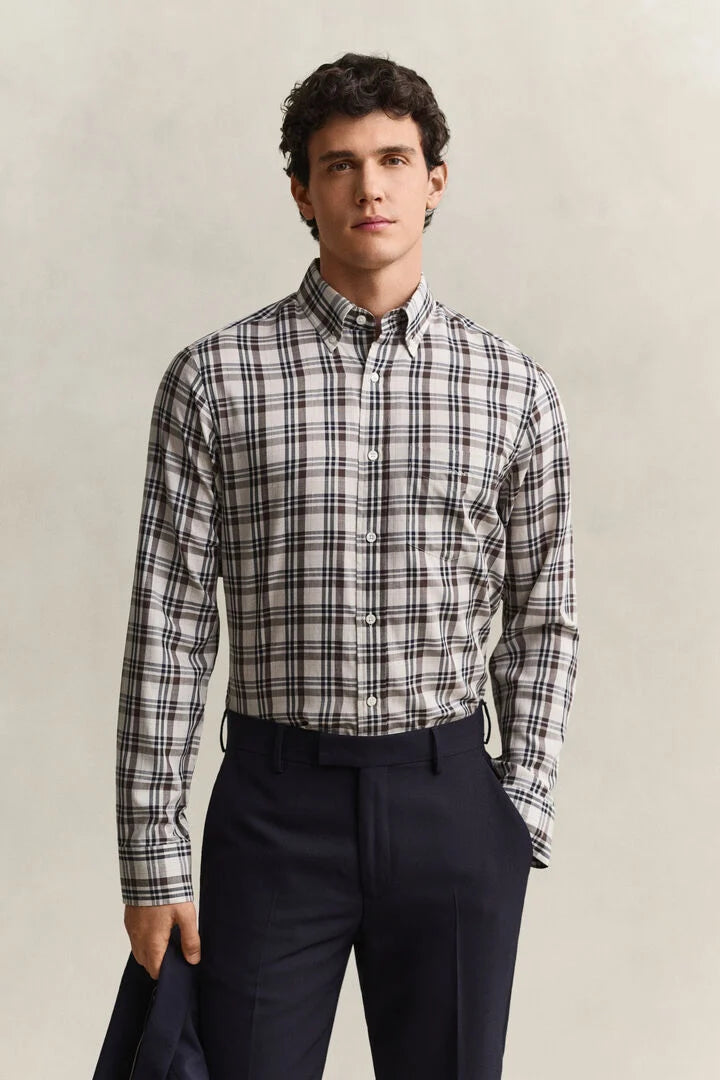 Camisa de sarja com padrão de xadrez