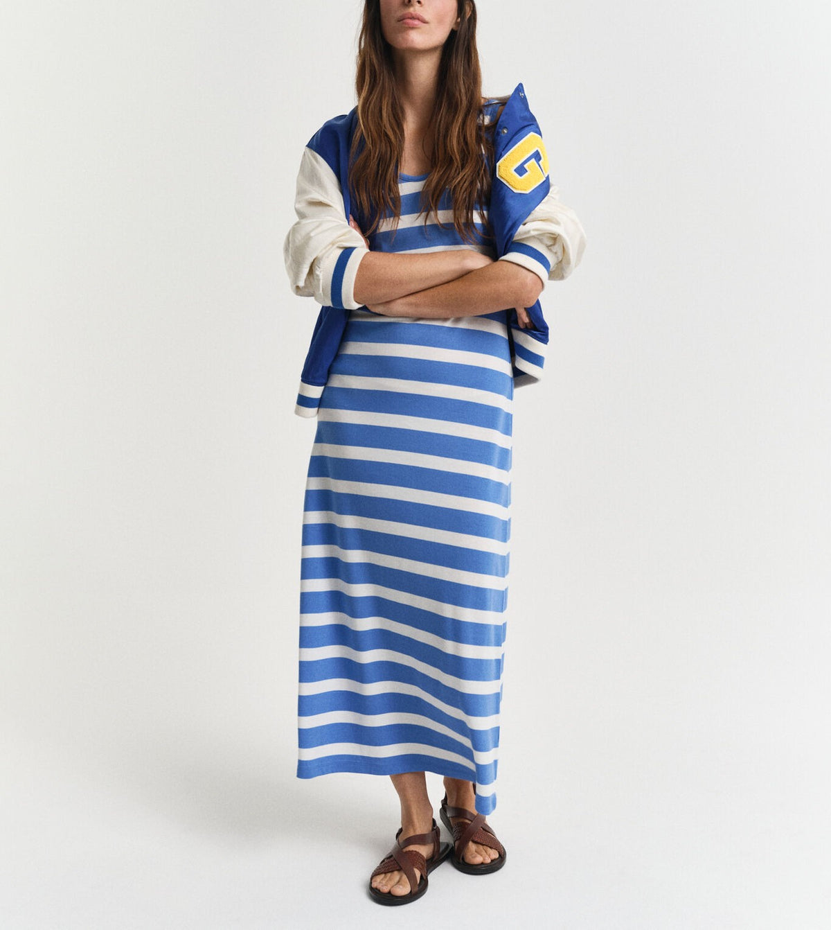Vestido Midi de Jersey às riscas