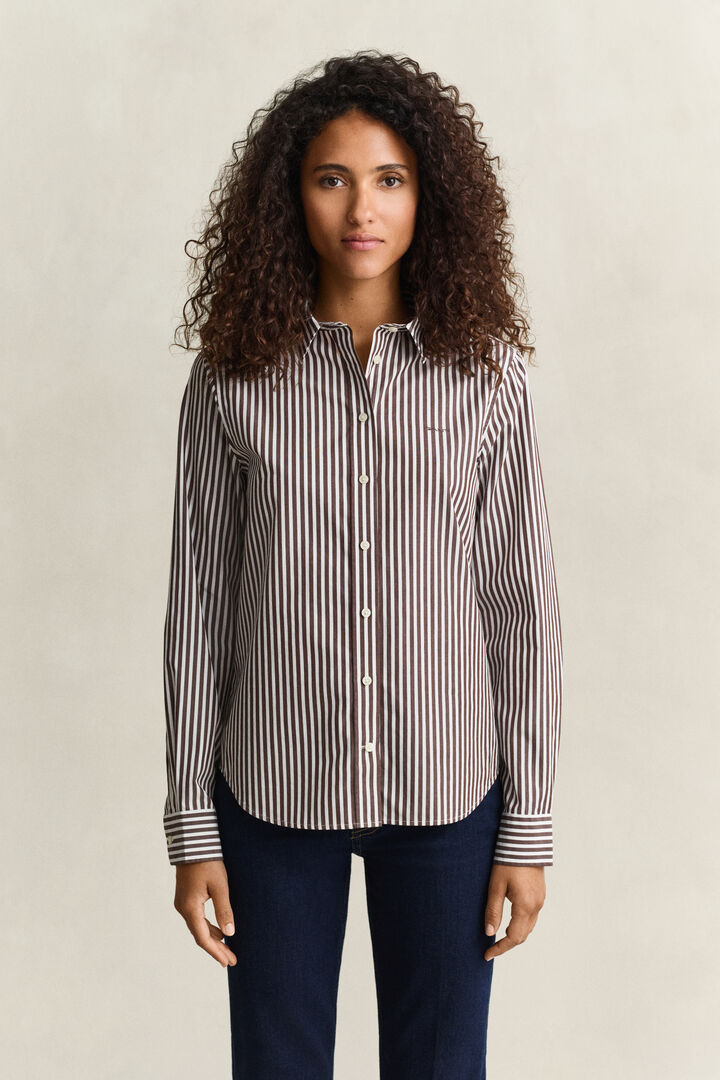Camisa em popelina às riscas Classic regular fit