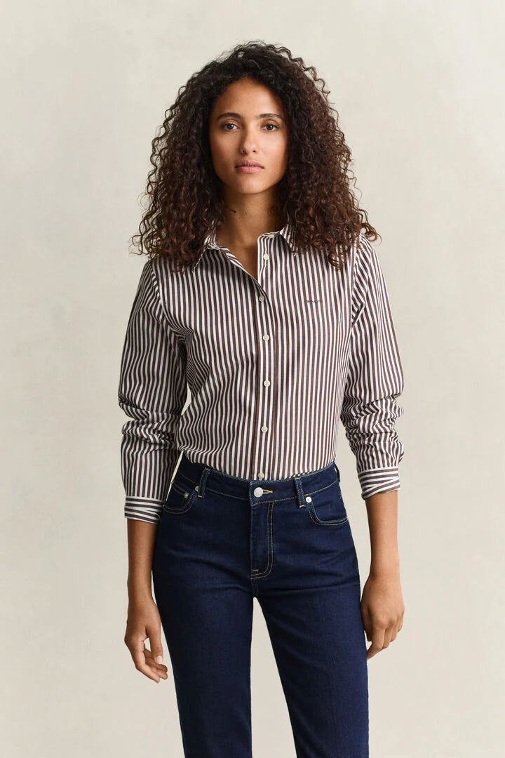 Camisa em popelina às riscas Classic regular fit