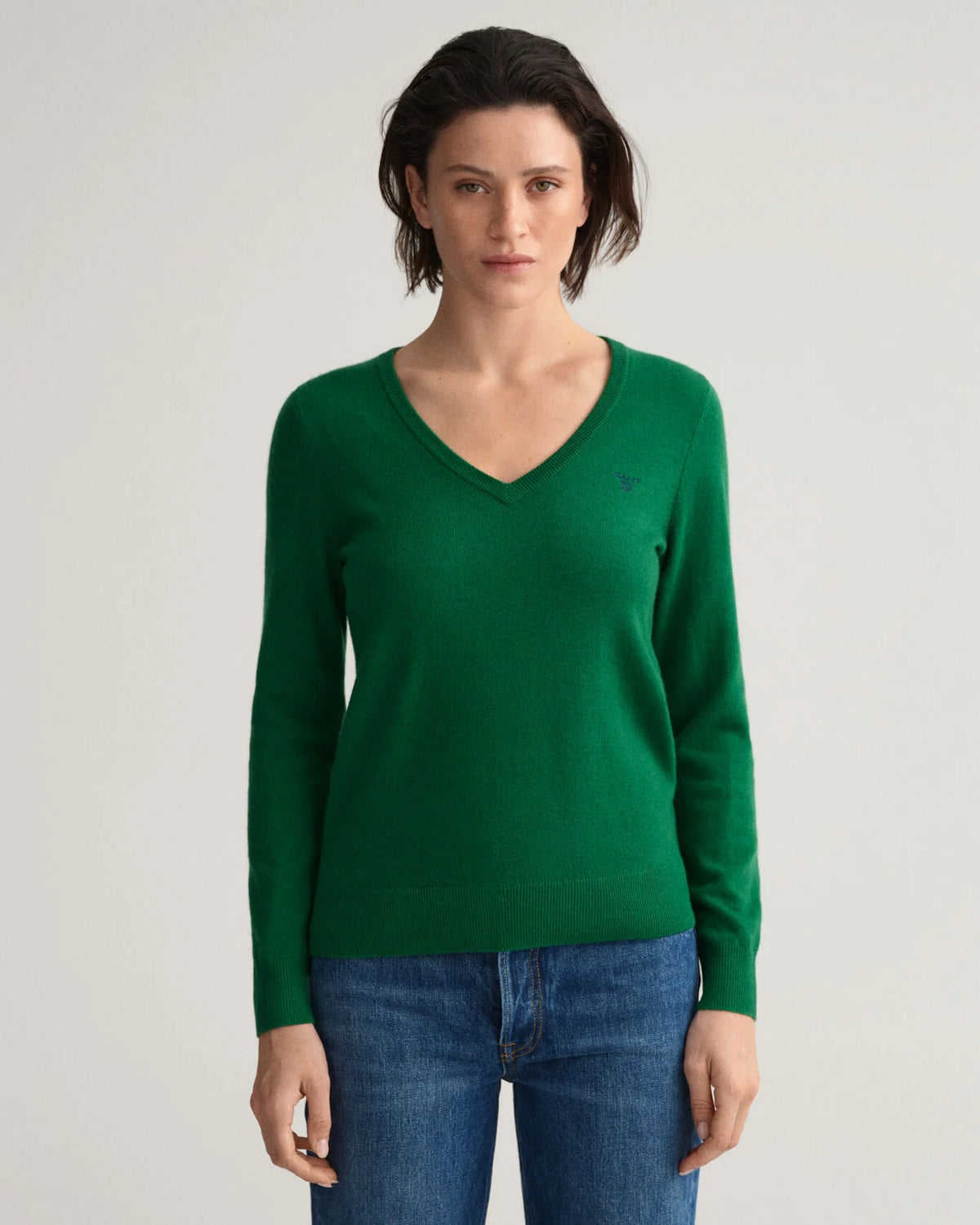 Pulover com decote em V em lã extrafina - GANT