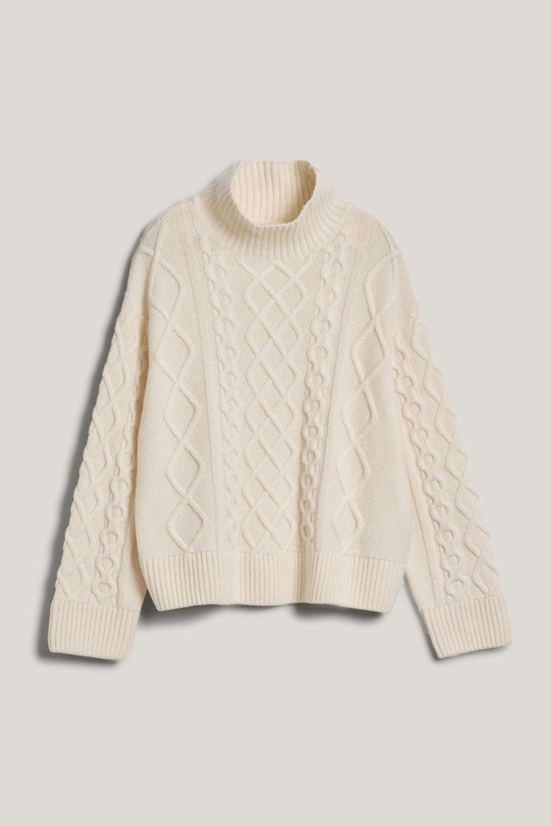 Camisola de gola alta em lã entrançada - GANT