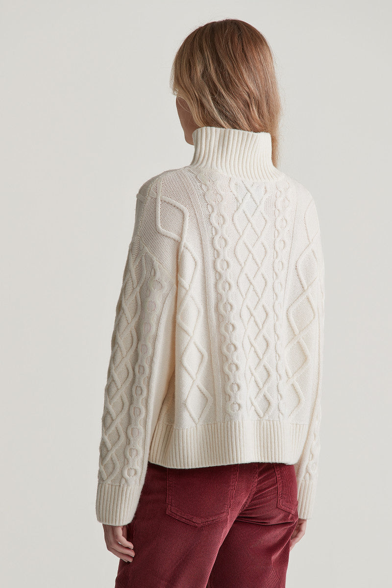 Camisola de gola alta em lã entrançada - GANT