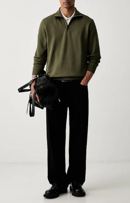 Camisola em terry de algodão com gola com fecho