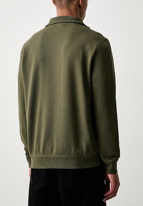 Camisola em terry de algodão com gola com fecho