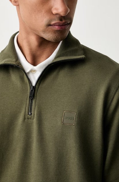 Camisola em terry de algodão com gola com fecho