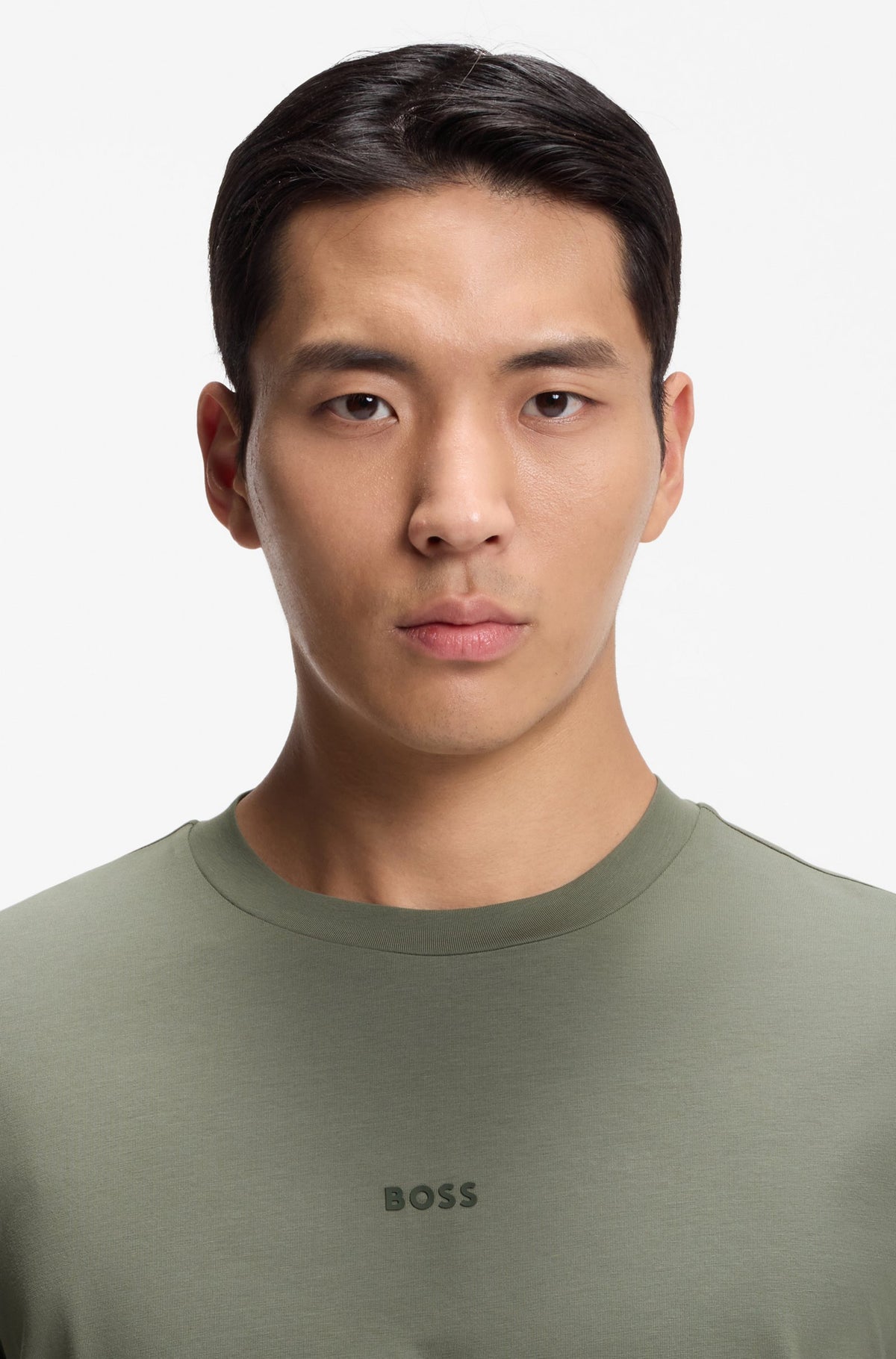 T-shirt em algodão elástico com logótipo contrastante