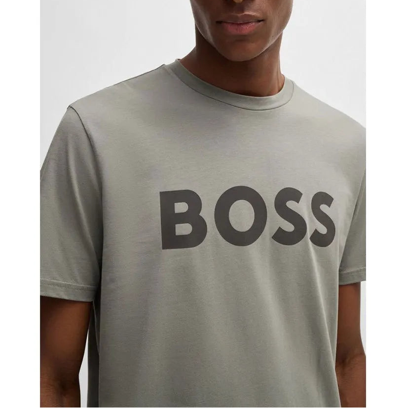 T-shirt em jersey de algodão com estampado de logótipo grande
