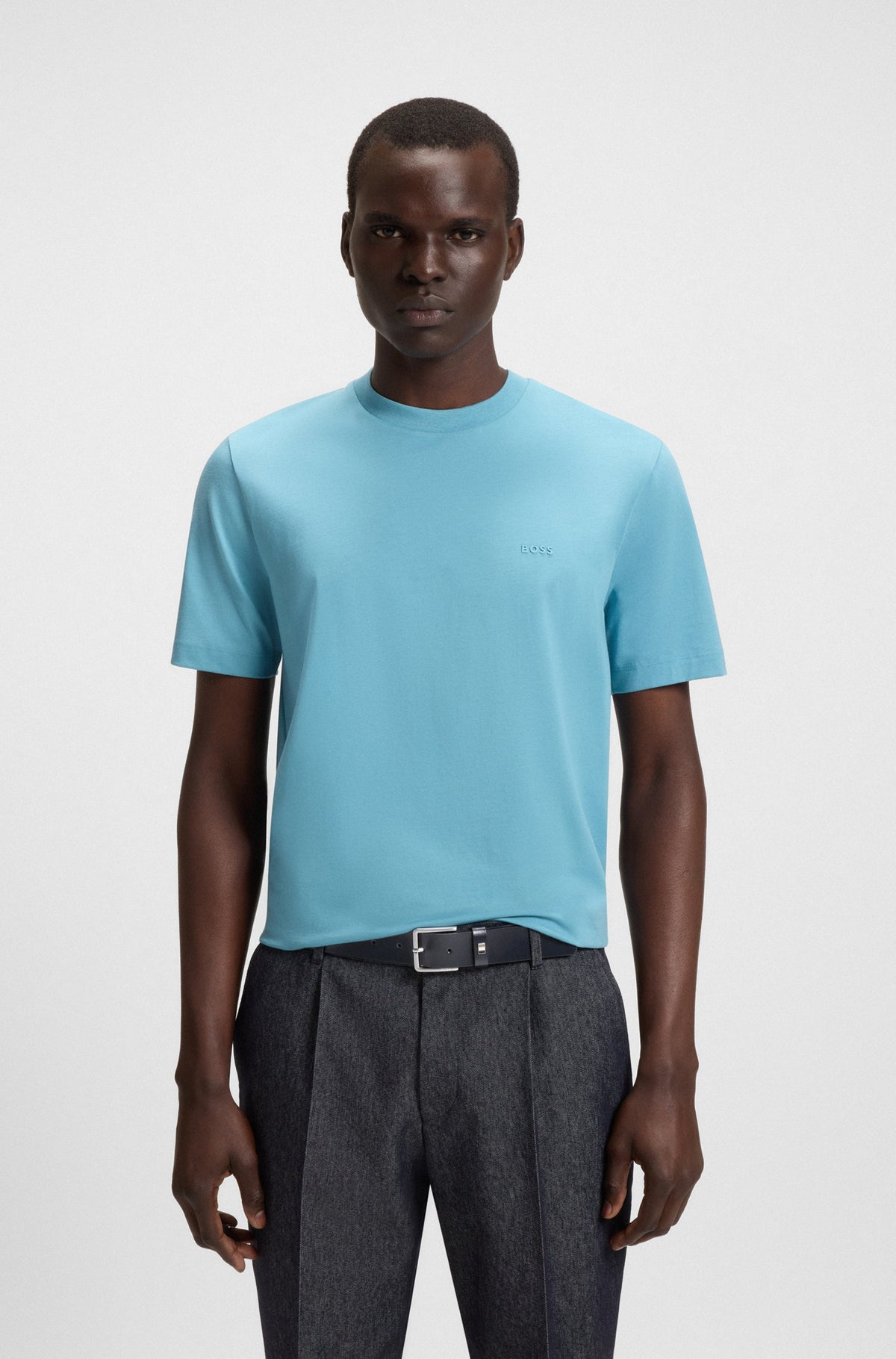 Cinto de pele italiana com presilha com risca característica