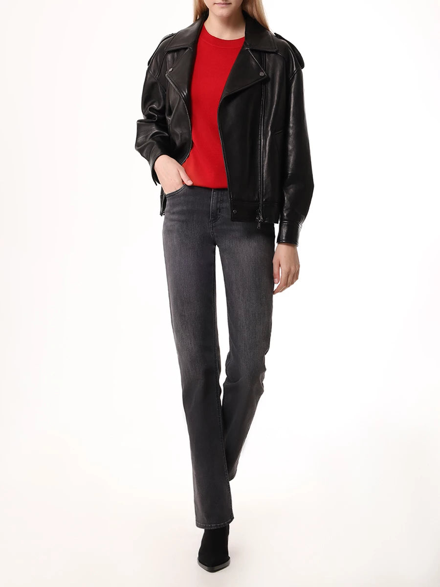 Camisola com gola redonda em lã merino