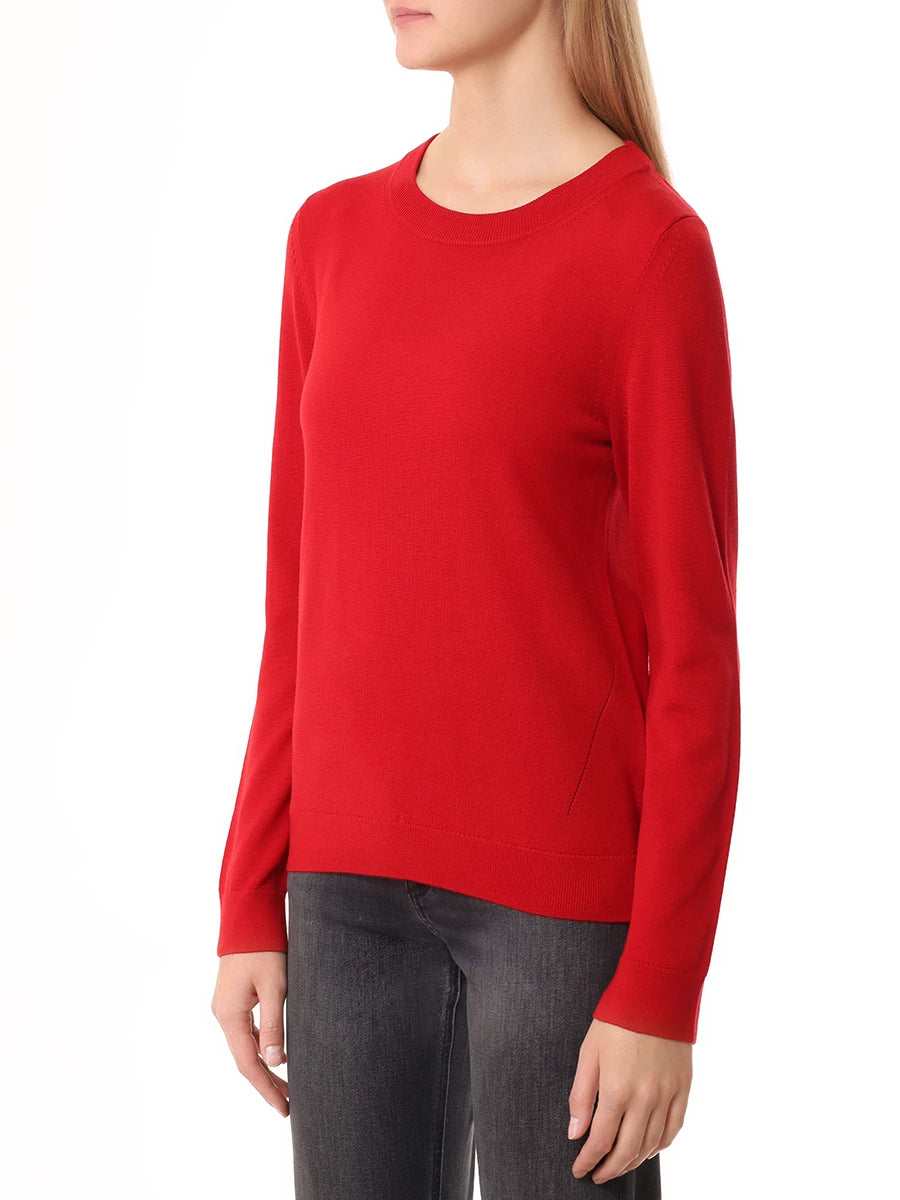 Camisola com gola redonda em lã merino