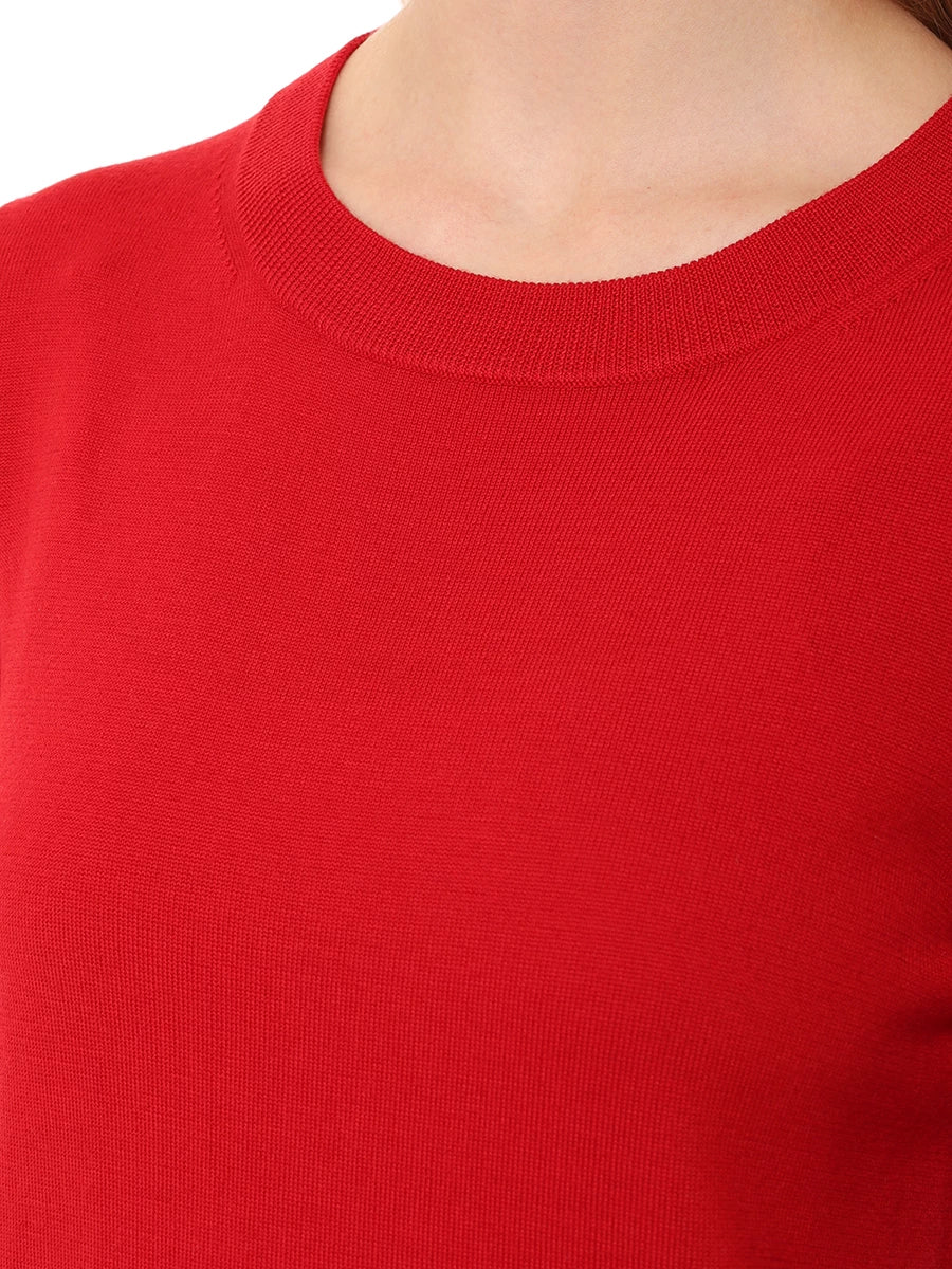 Camisola com gola redonda em lã merino