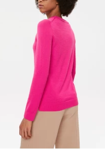 Camisola com gola redonda em lã merino