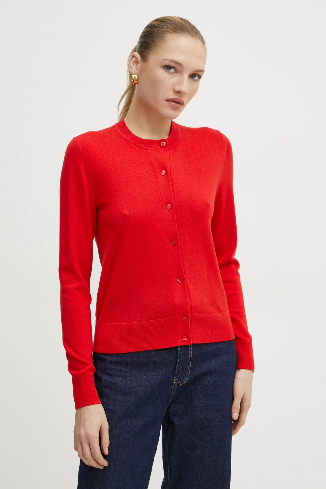 Casaco de lã merino com botões