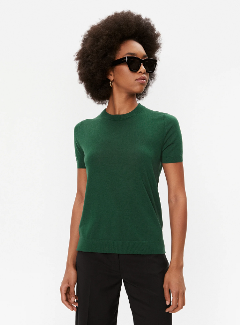 Camisola de manga curta em lã Merino