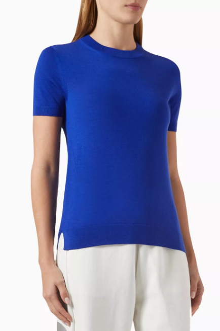 Camisola de manga curta em lã Merino