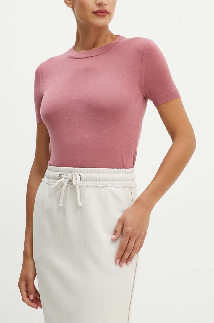 Camisola de manga curta em lã Merino