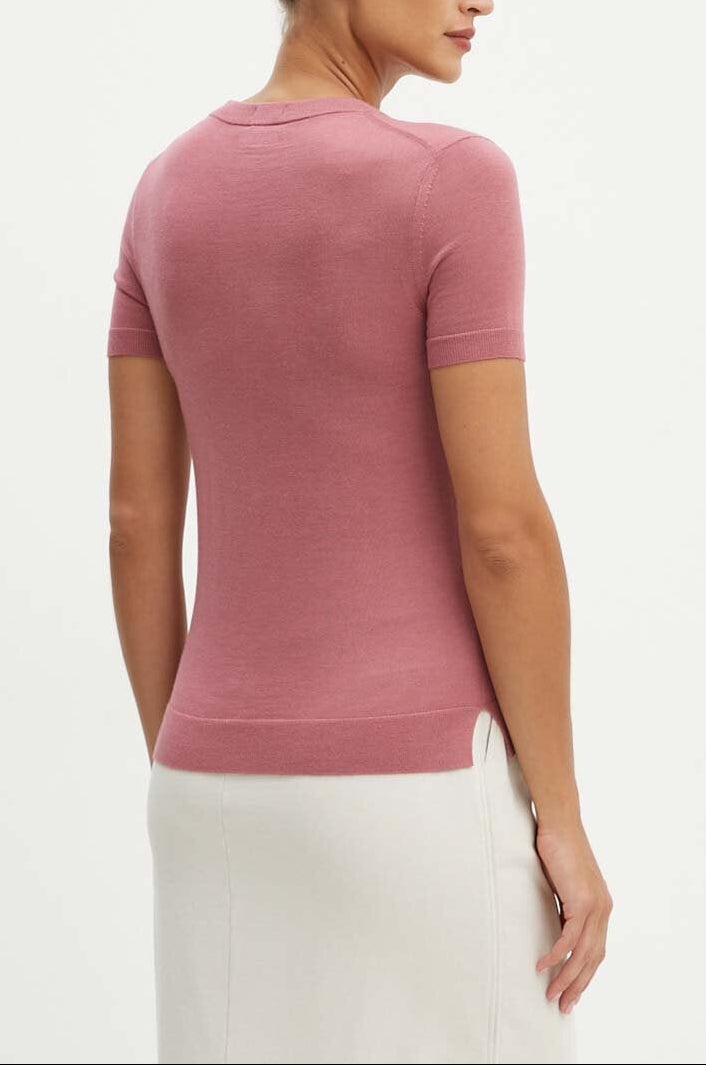 Camisola de manga curta em lã Merino