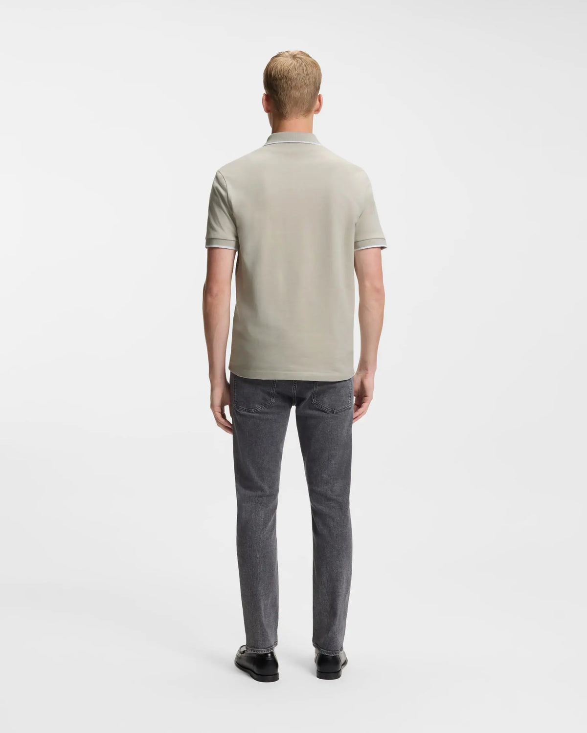 Polo de malha de ajuste slim em algodão piqué elástico