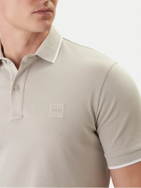 Polo de malha de ajuste slim em algodão piqué elástico