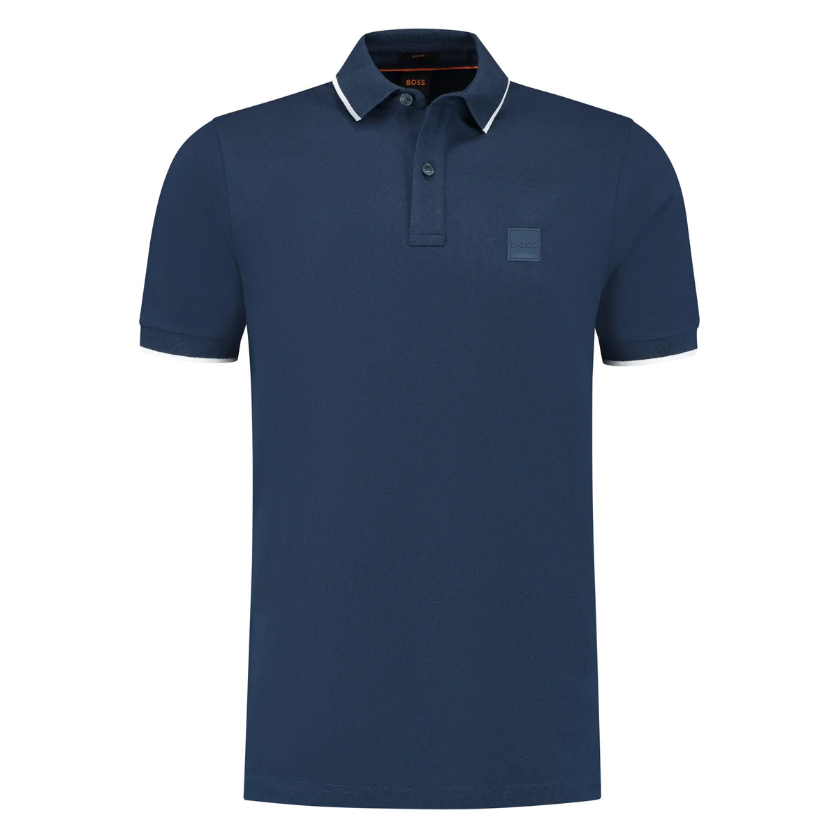 Polo de malha de ajuste slim em algodão piqué elástico