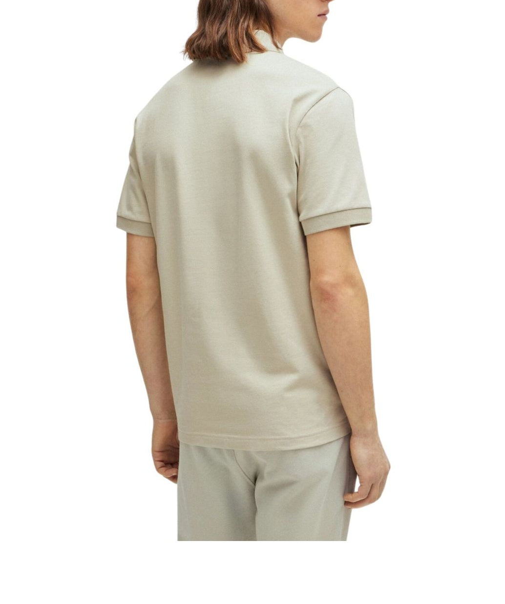 Polo de ajuste slim em algodão elástico com emblema com logótipo