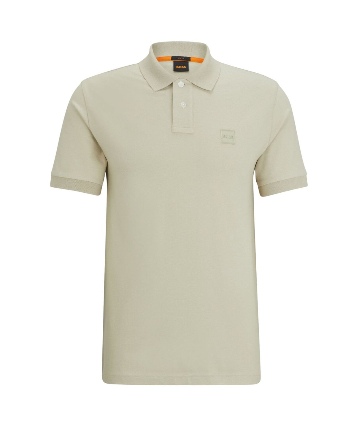 Polo de ajuste slim em algodão elástico com emblema com logótipo