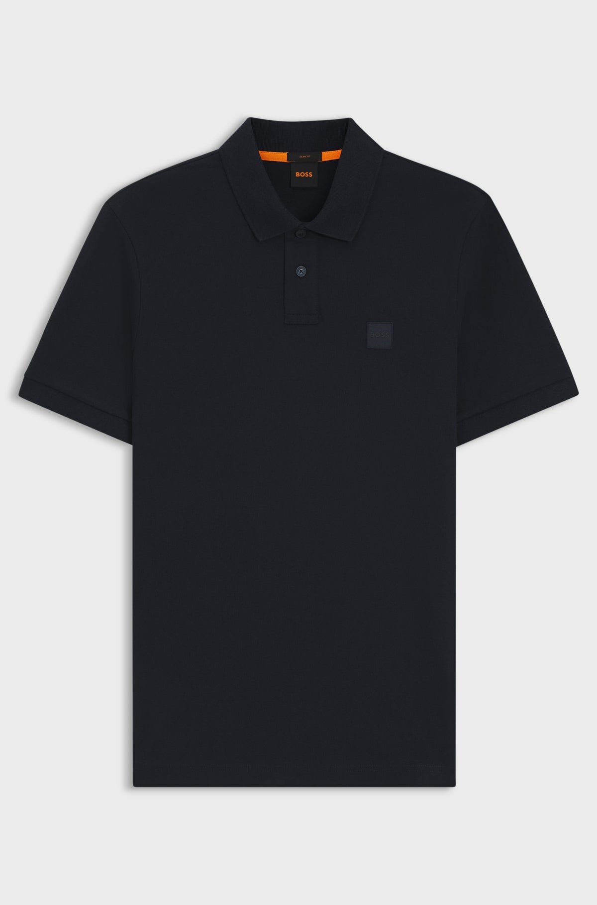 Polo de ajuste slim em algodão elástico com emblema com logótipo