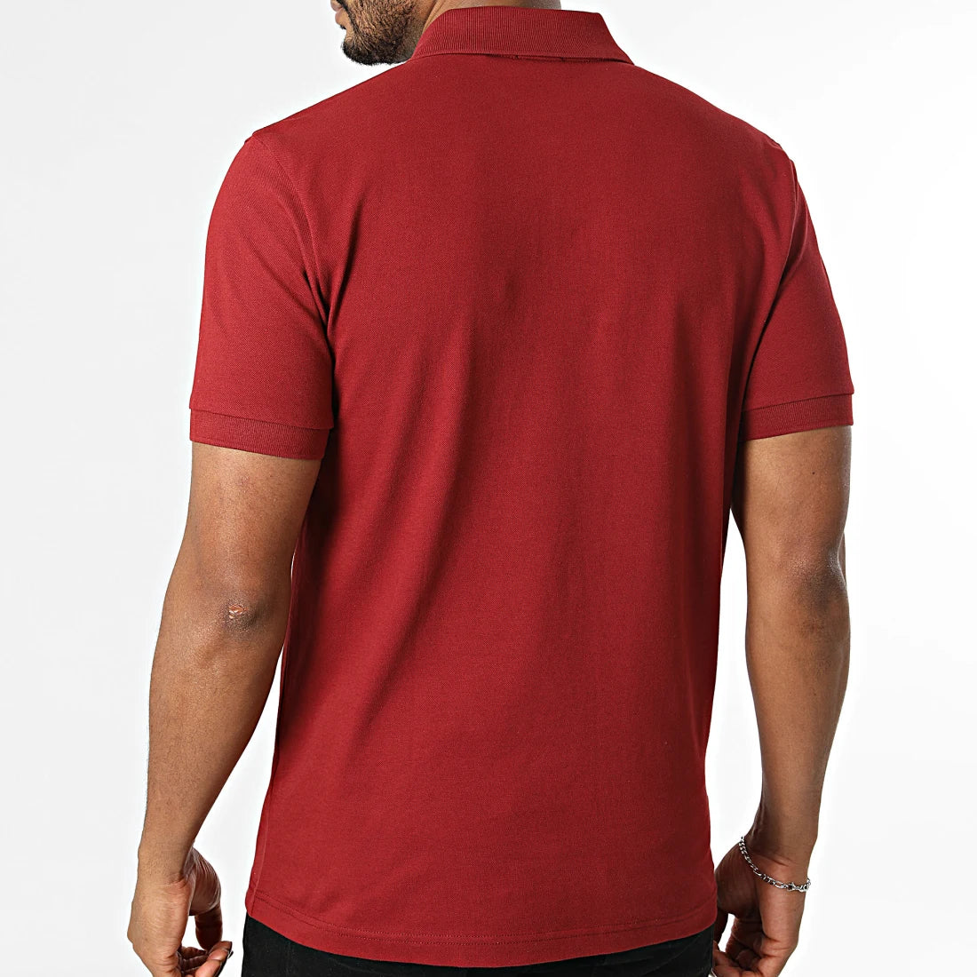 Polo de ajuste slim em algodão elástico com emblema com logótipo