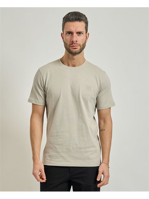 T-shirt em jersey de algodão com logótipo tonal