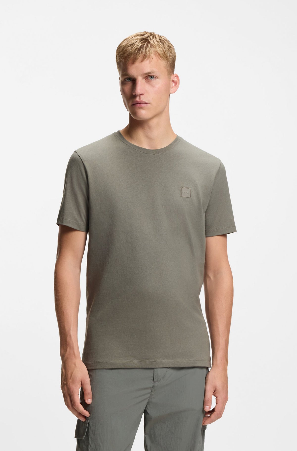T-shirt em jersey de algodão com logótipo tonal