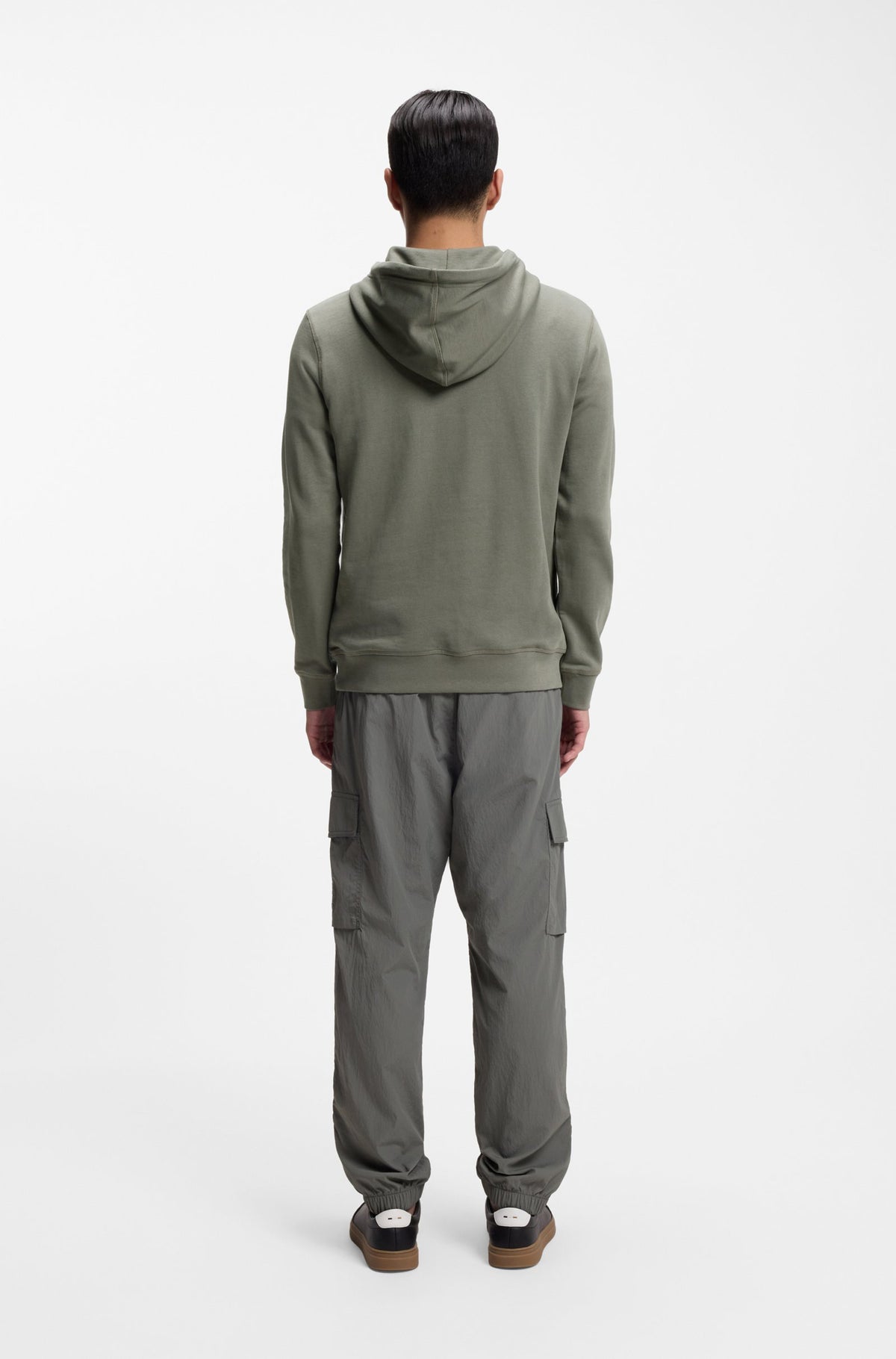 Camisola com capuz em terry de algodão com emblema de logótipo