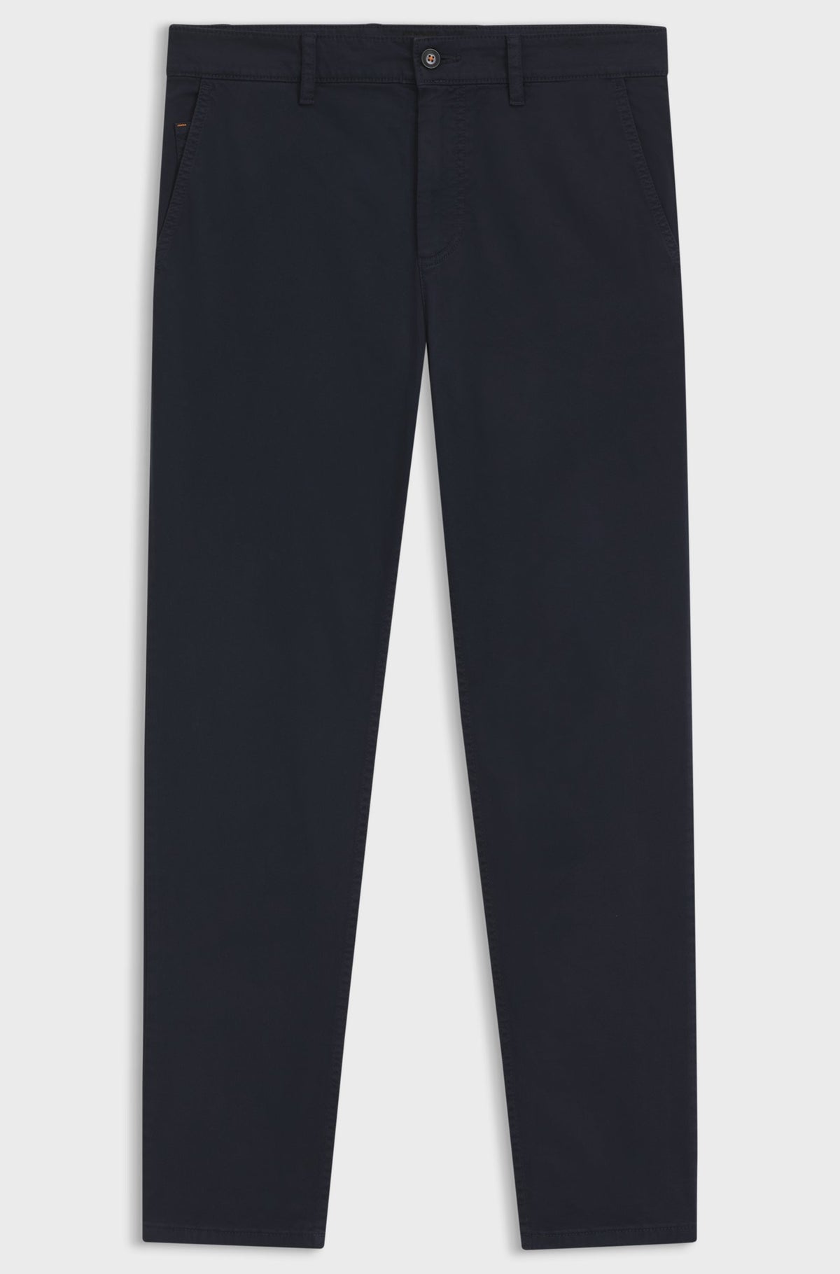 Chinos de ajuste afunilado em cetim de algodão elástico