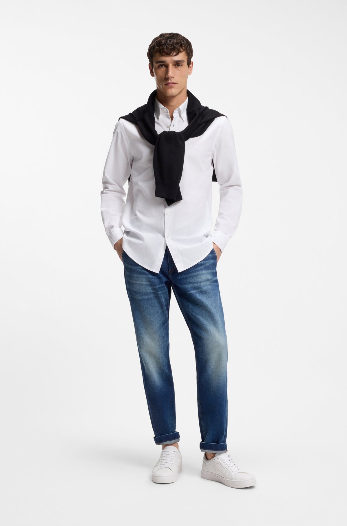 Camisa de ajuste regular em algodão Oxford
