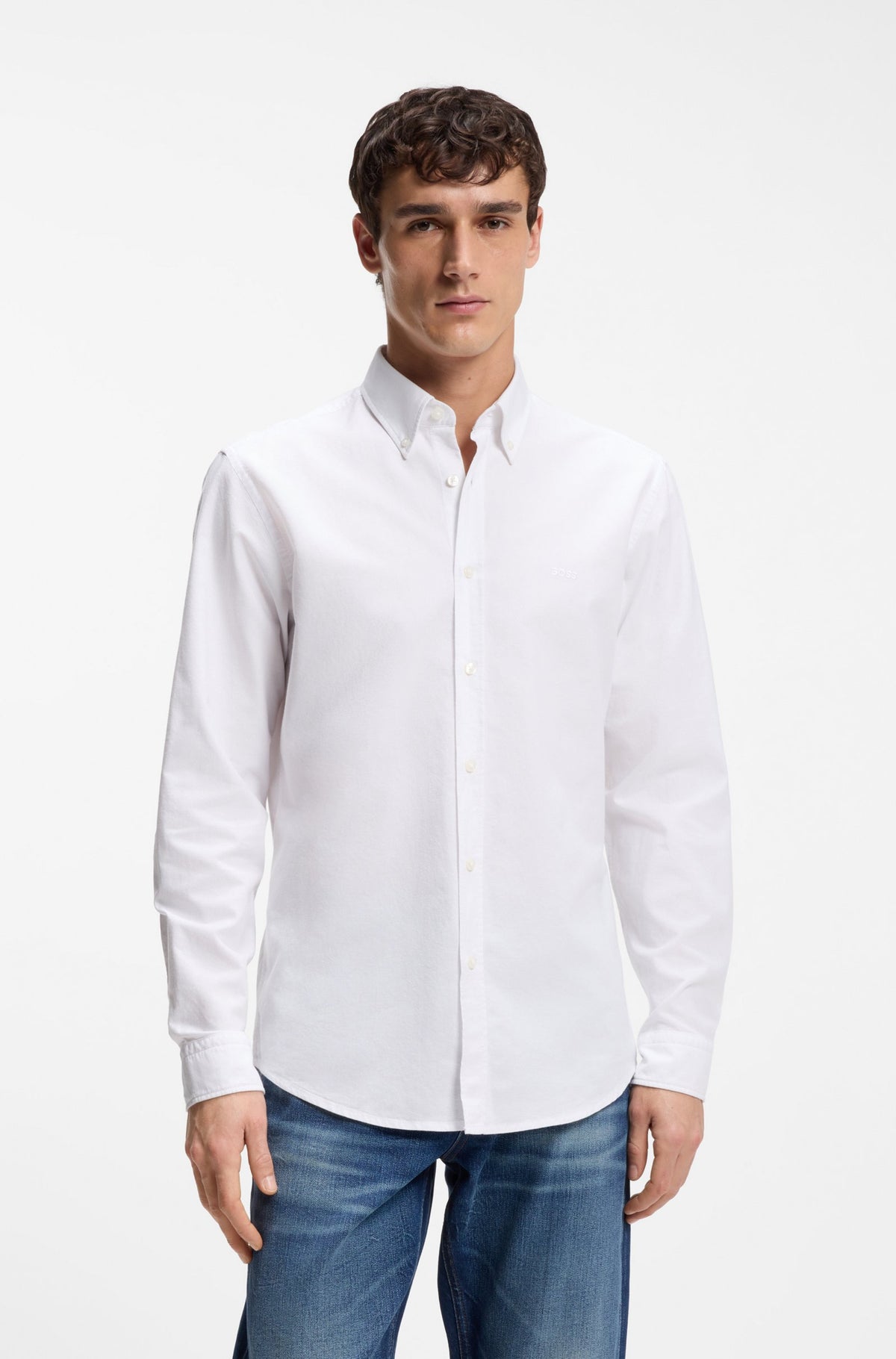 Camisa de ajuste regular em algodão Oxford