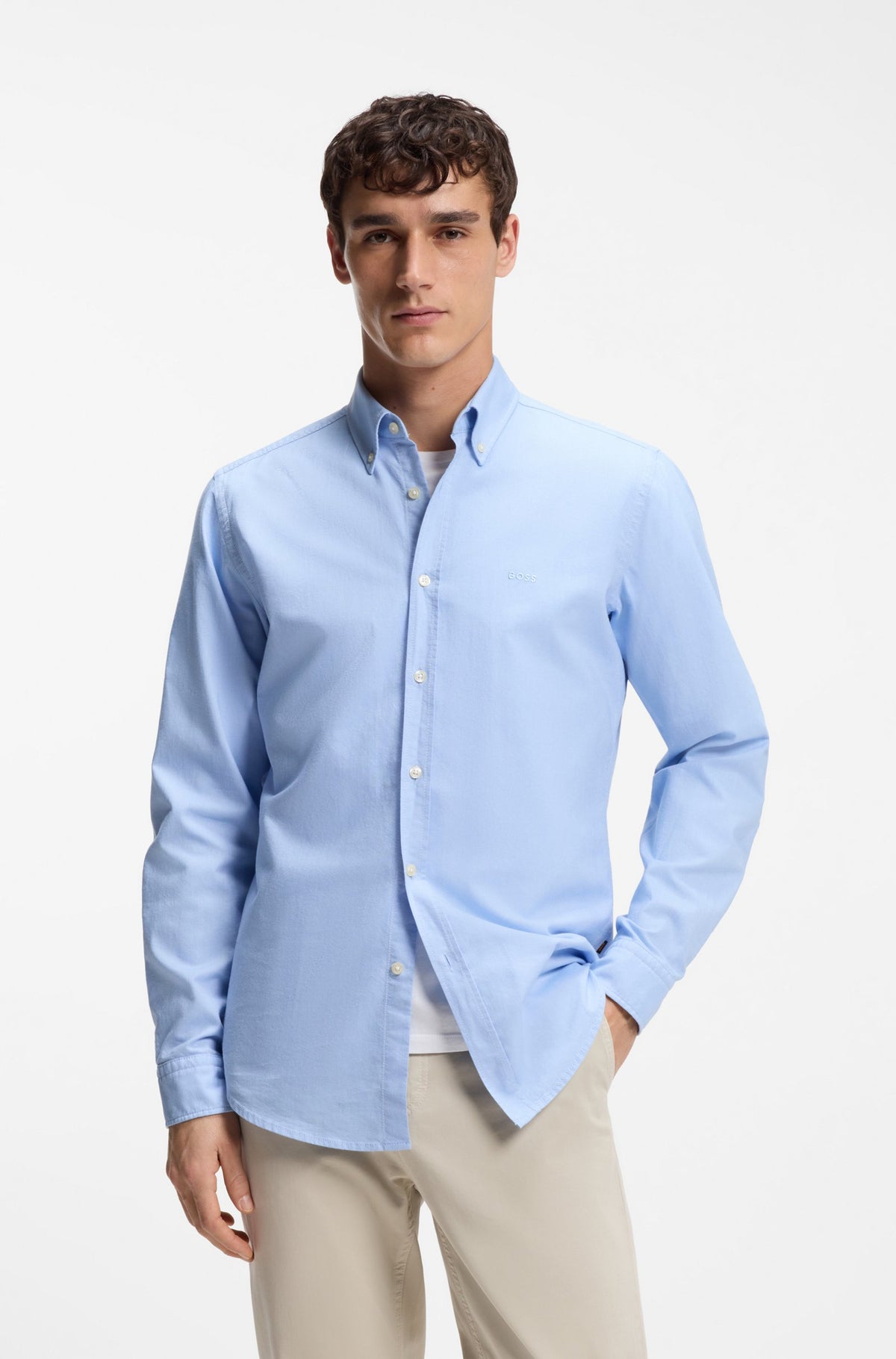 Camisa de ajuste regular em algodão Oxford