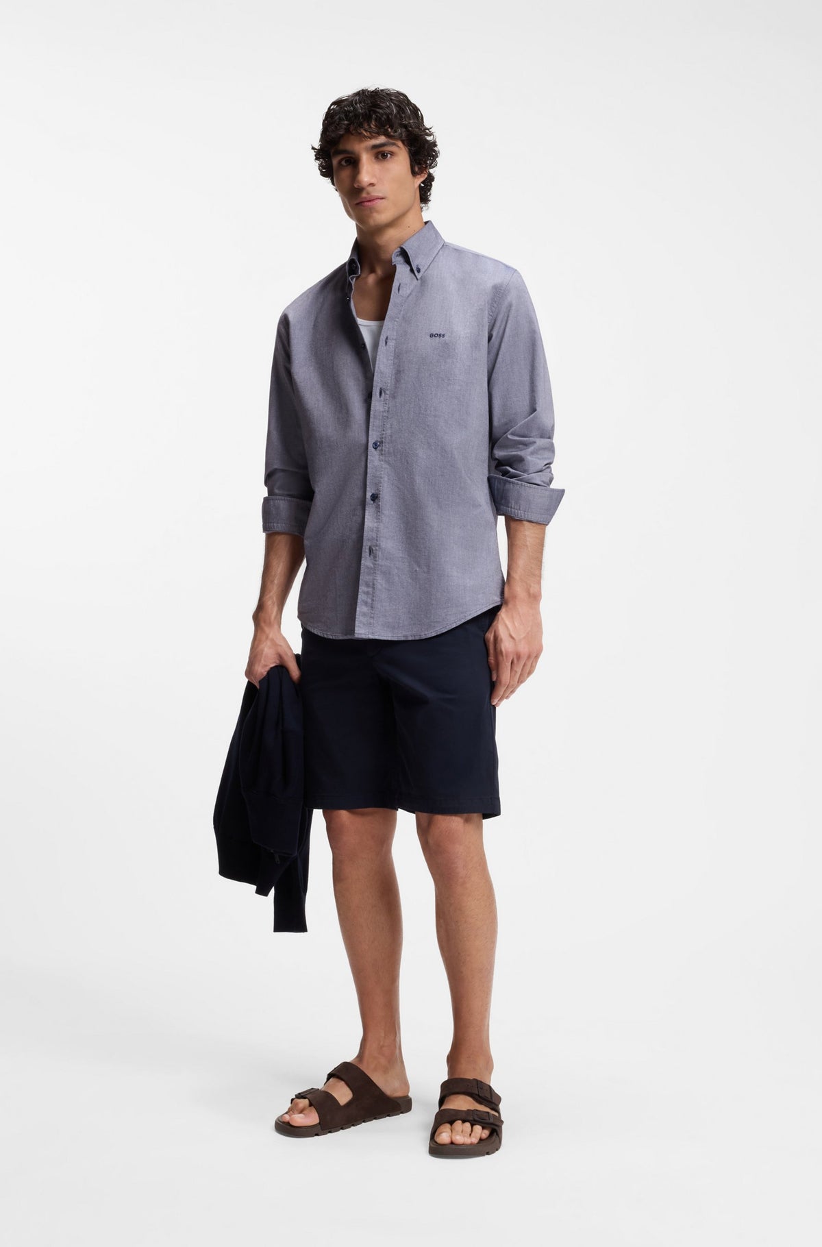 Camisa de ajuste regular em algodão Oxford