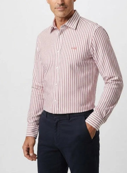 Camisa de ajuste slim em jersey de mistura de algodão