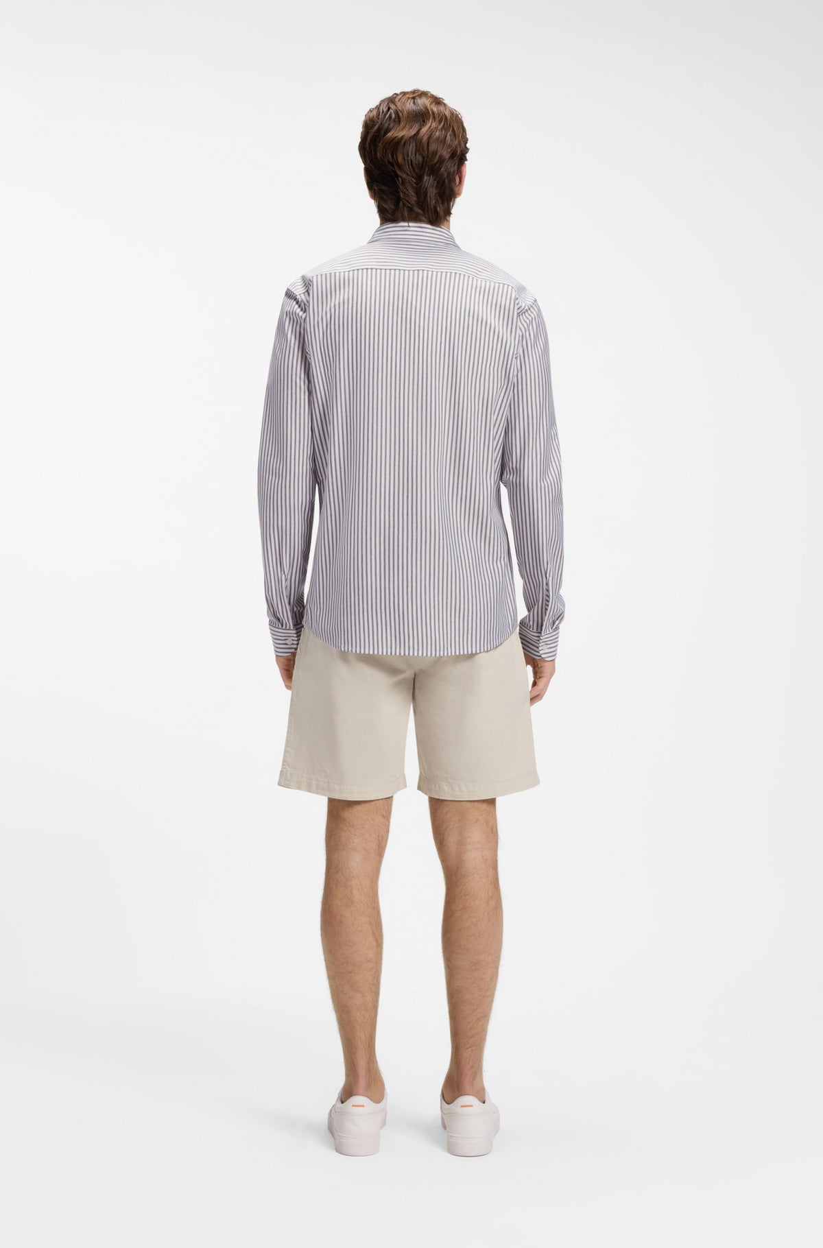 Camisa de ajuste slim em jersey de mistura de algodão