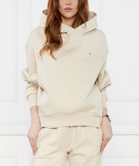 Camisola com capuz em mistura de algodão com logótipo metálico