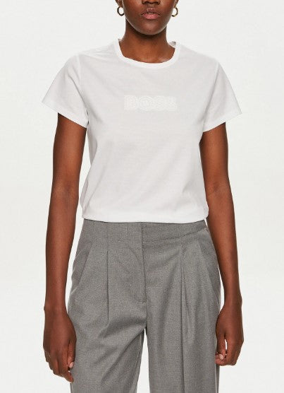 T-shirt em algodão de ajuste slim com logótipo no peito