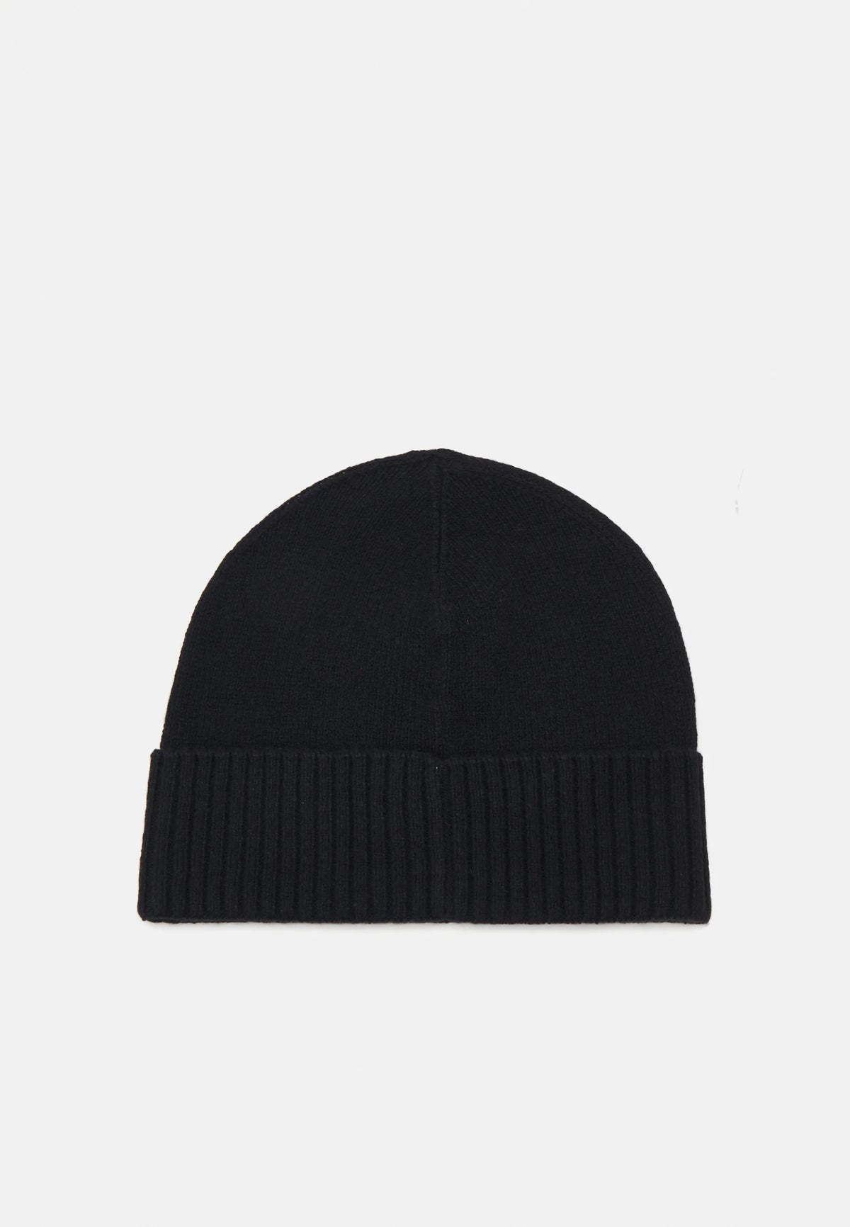 Gorro em malha simples com bainha canelada e emblema de logótipo tecido